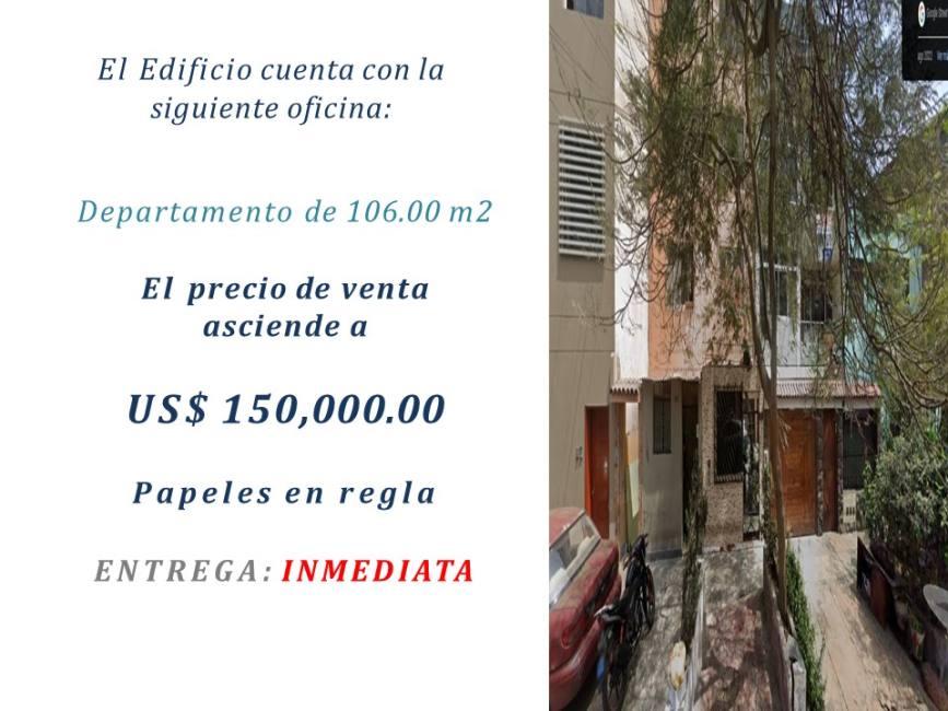 SE VENDE DEPARTAMENTO DE 106.00 M2 - EDIFICIO RESIDENCIAL LA VICTORIA