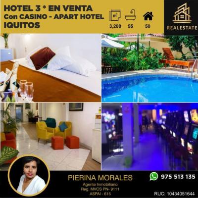  Se vende Hotel 3 *(estrellas) en funcionamiento con Casino totalmente equipado + Apart Hotel en Iquitos