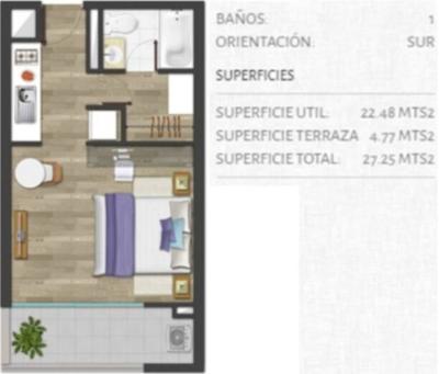 Venta Departamento Estudio, Depto, Dpto 1D-1B-1Bo, 27m2, 1800 UF, Metro Ecuador, San Alberto Hurtado