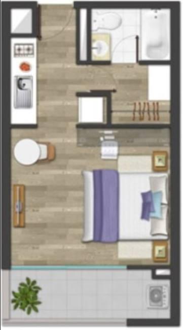 Venta Departamento Estudio, Depto, Dpto 1D-1B-1Bo, 27m2, 1600 UF, Metro Ecuador, San Alberto Hurtado