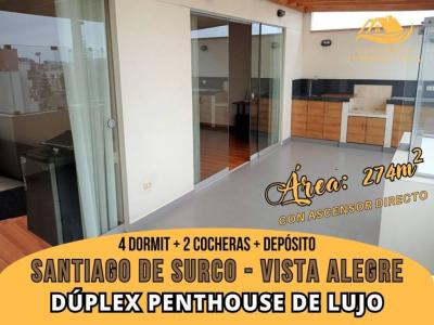 Surco VISTA ALEGRE DÚPLEX Penthouse de Lujo de 4 Dorm Balcón Terraza Cocina separada