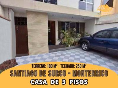 Surco MONTERRICO Casa de 3 pisos y 4 Dormitorios