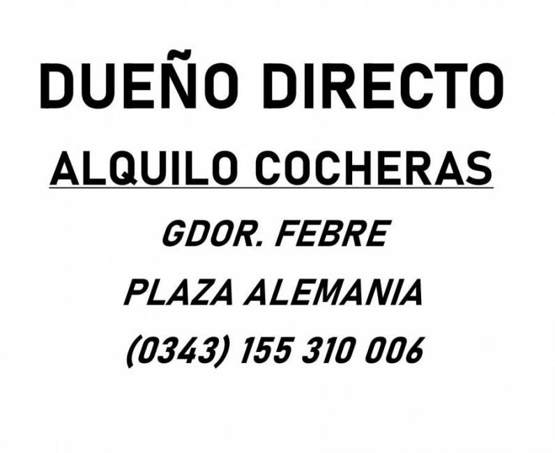 DueÑo Directo Alquilo Cochera En Parana - Barrio Los Gobernadores- Plaza Alemania