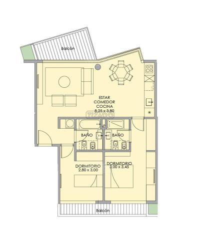 Departamento 2 dormitorios en venta en Vicente Lopez