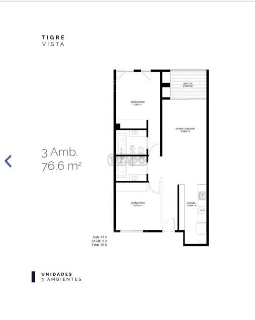 Departamento 2 dormitorios en venta en Tigre