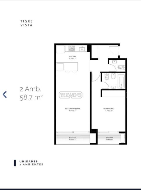 Departamento 2 dormitorios en venta en Tigre