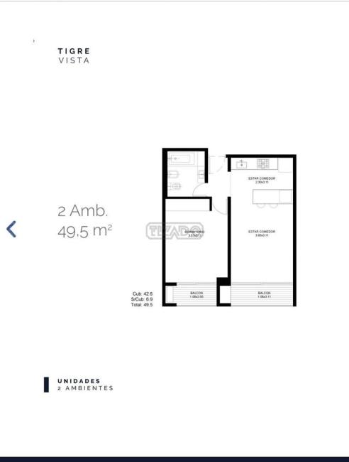 Departamento 2 dormitorios en venta en Tigre