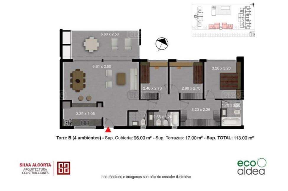 Departamento 3 dormitorios en alquiler en Ecoaldea, Pilar