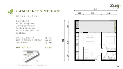 Departamento 1 dormitorios en venta en La Lonja, Pilar
