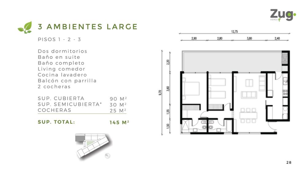 Departamento 1 dormitorios en venta en La Lonja, Pilar