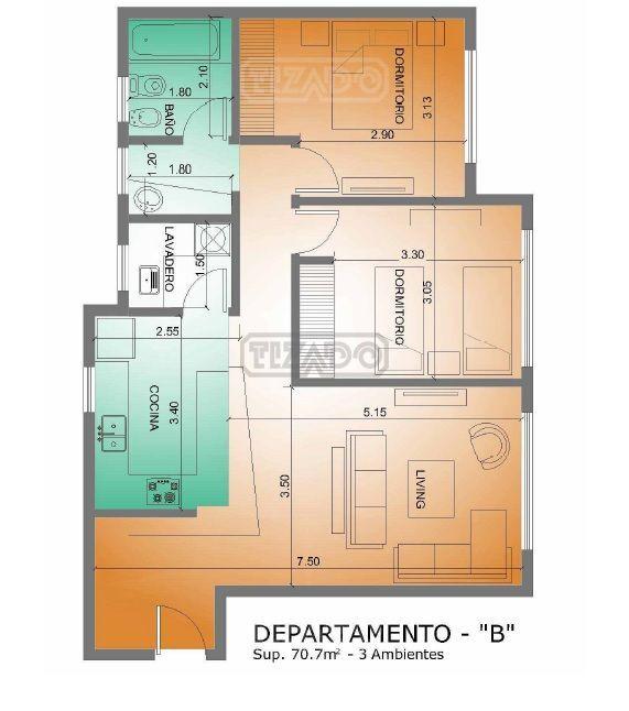 Departamento 2 dormitorios en venta en Belgrano, Bariloche