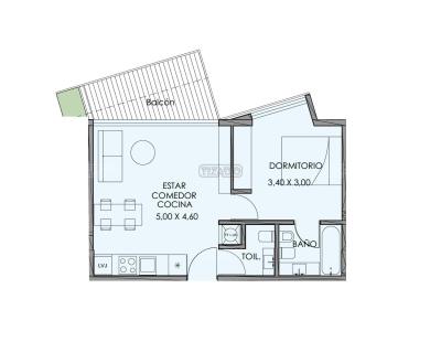 Departamento 1 dormitorios en venta en Vicente Lopez