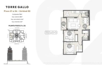 Departamento 2 dormitorios en venta en Abasto, Ciudad de Buenos Aires