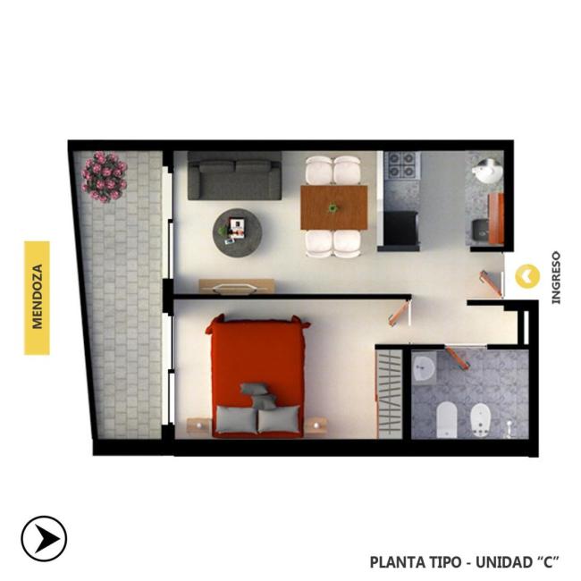 Departamento 1 dormitorio en venta, MENDOZA E ITALIA, Centro, Rosario