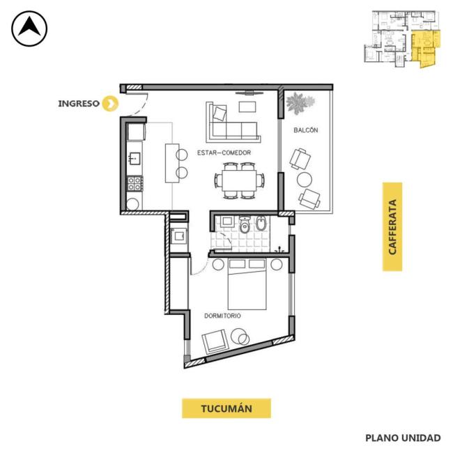 Departamento 1 dormitorio en venta, Cafferata y Tucumán, Luis Agote, Rosario