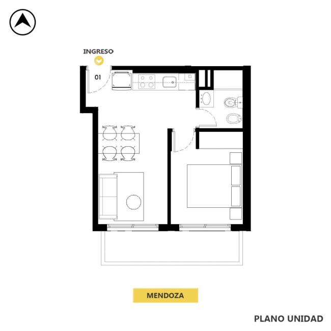 Departamento 1 dormitorio en venta, Mendoza 1200, Centro, Rosario