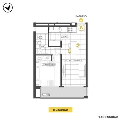 Departamento 1 dormitorio en venta, Ituzaingó y Mitre, Abasto, Rosario