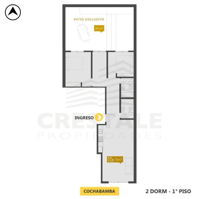 Departamento 2 dormitorios en venta, COCHABAMBA Y ENTRE RIOS, Abasto, Rosario