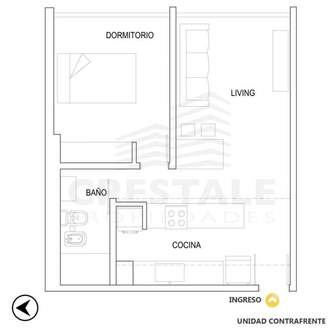 Departamento 1 dormitorio en venta, CHACABUCO Y CERRITO, Barrio La Siberia, Rosario