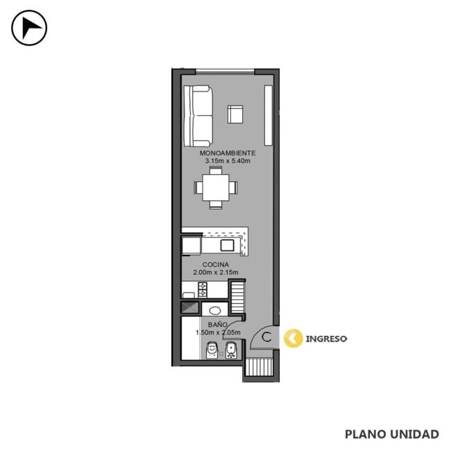 Departamento monoambiente en venta, Zeballos y Alvear, Lourdes, Rosario